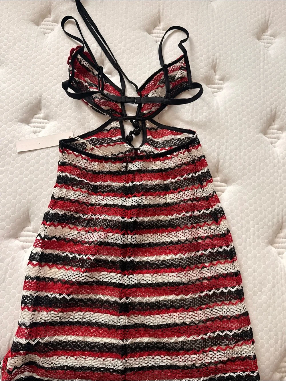 For Love And Lemons Red, Black & White Striped Mini Dress size small - Picture 6 of 8